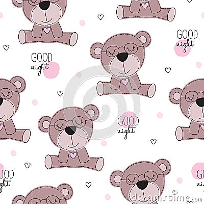 Seamless cute teddy bear pattern vector illustration Vector Illustration