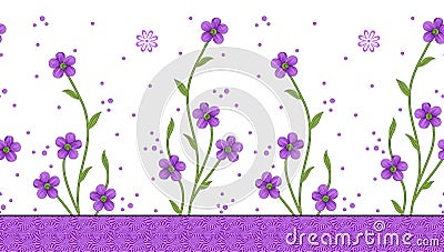 Seamless cute textile floral border on white background Stock Photo