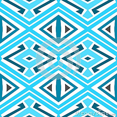 Seamless cyan blue line art pattern for textile design, wrapping papers, Abstract fancy colored background Vector Illustration