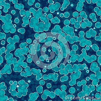 Seamless cyan microorganisms pattern Stock Photo