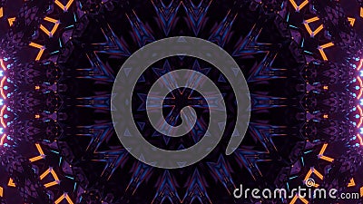 Seamless 3d rendering of a motion graphics background with putple lights and mandala patterns Stock Photo