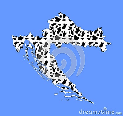 Seamless dalmatian print over Croatia, map silhouette. Stock Photo