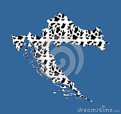 Seamless dalmatian print over Croatia vector map. Stock Photo