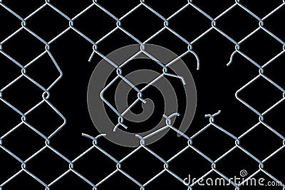 Seamless damaged chain-link fence Vector Illustration