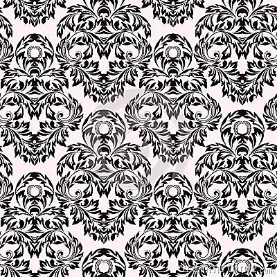 Seamless damask black and white pattern Vector Illustration