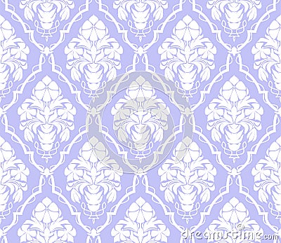 Seamless damask ornamental Wallpaper with flowers Bouquet Vector Illustration