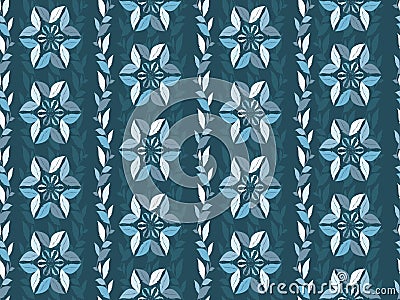 Seamless damask pattern in dark blue. Stock Photo