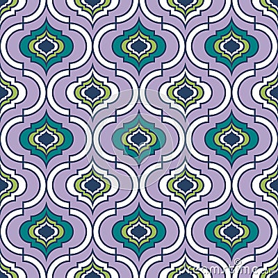 Seamless damask pattern, geometric trellis pattern, multi color seamless background, screen print vector texture Vector Illustration