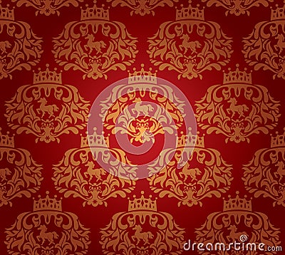 Seamless damask wallpaper Vector Illustration