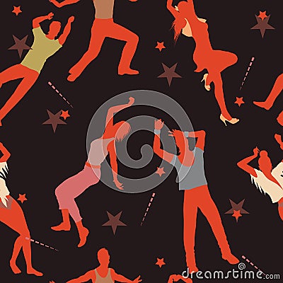 Seamless dancing people pattern Vector Illustration