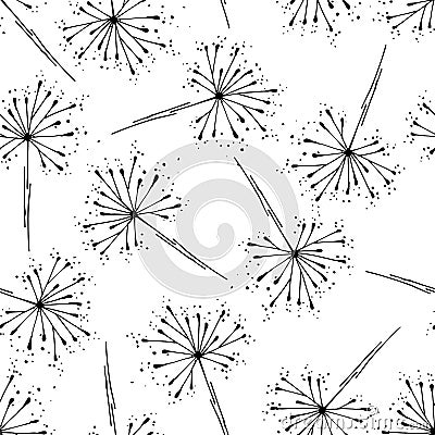 Seamless dandelions pattern Cartoon Illustration