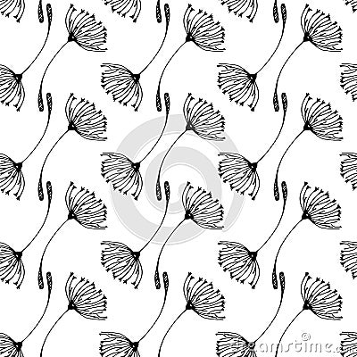 Seamless dandelions pattern Cartoon Illustration