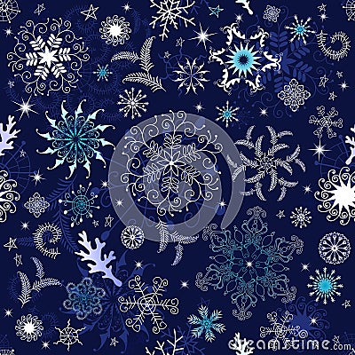 Seamless dark blue christmas wallpaper Vector Illustration