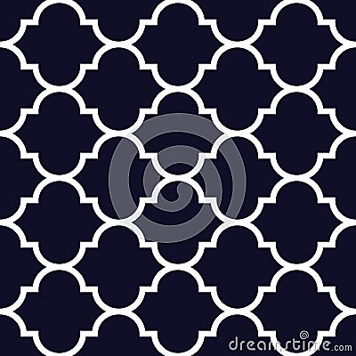 Vector moroccan repeat seamless pattern. White on dark blue background Stock Photo