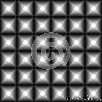 Seamless dark monochrome geometric pattern with black squares and white stars. Modern 3d print. Vector Illustration