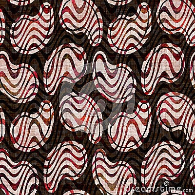 Seamless dark paisley block print background. Boho ethnic soft furnishing fabric style. Tie dye decorative ogee motif Stock Photo