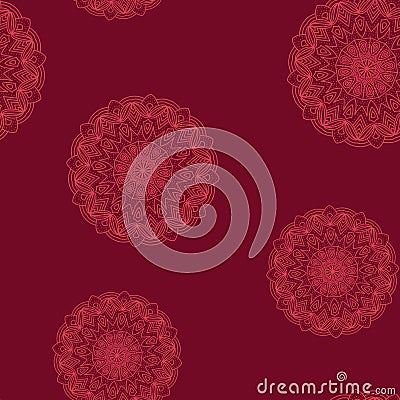 Seamless dark red floral pattern Vector Illustration