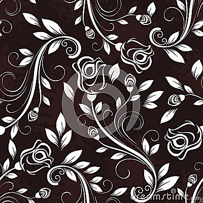 Seamless dark rose pattern. Vector Illustration