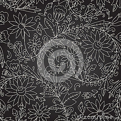 Seamless dark texture with flower Vector Illustration