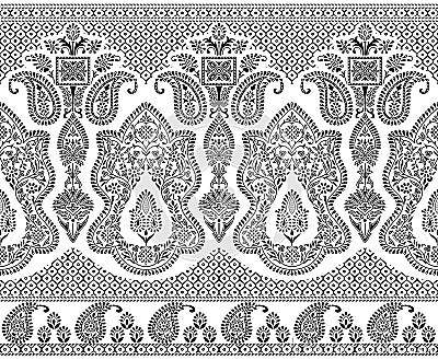 Seamless dark traditional indian textile border Stock Photo