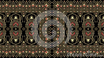 Seamless dark traditional indian textile fabric border Stock Photo