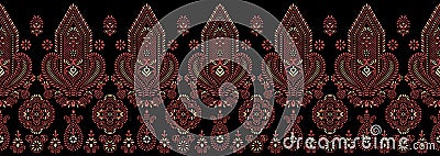 Seamless dark traditional indian textile fabric border Stock Photo