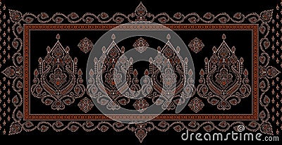 Seamless dark traditional indian textile fabric border Stock Photo