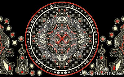 Seamless dark traditional indian textile fabric border Stock Photo