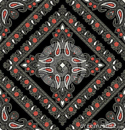 Seamless dark traditional indian textile fabric pattern Stock Photo