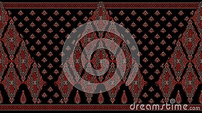 Seamless dark traditional indian textile paisley border Stock Photo