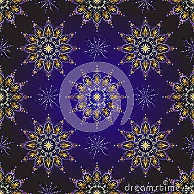 Seamless dark violet vintage christmas pattern Vector Illustration