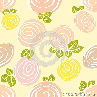 Seamless decorative rose bud pattern. Vector Illustration