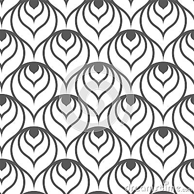 Seamless Decorative Vector Round Pattern Texture. Repetitive Linear Graphic Circle Design Pattern. Continuous Simple 30s Tile Vector Illustration