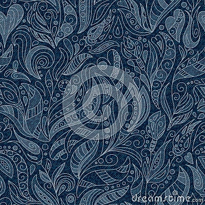 SEAMLESS DENIM FLORAL PATTERN Vector Illustration