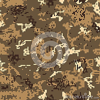 Seamless desert camouflage of pixel pattern Vector Illustration