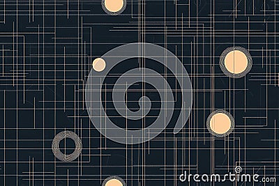 A seamless design of thin grids and intersecting circles, offering a structured Stock Photo