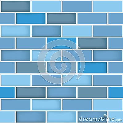 A seamless different blue color bricks wall pattern background for backdrop design in business and education Vector Illustration