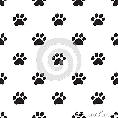 Seamless dog paw pattern on white Stock Photo