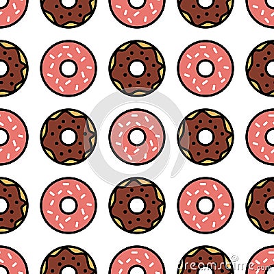 Seamless donut pattern. Donuts background. Vector design elements Vector Illustration