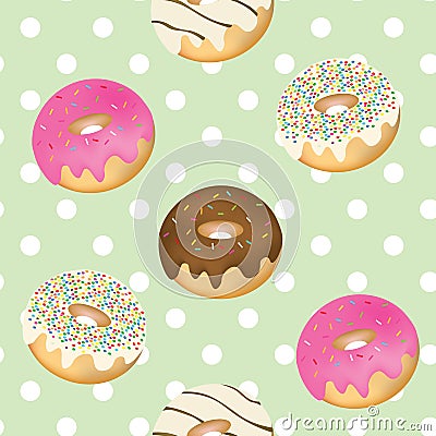 Seamless donuts pattern Vector Illustration