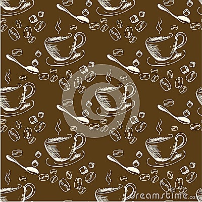 Seamless doodle coffee pattern Vector Illustration