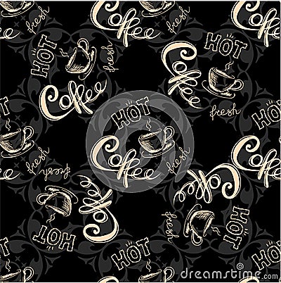 Seamless doodle coffee pattern Vector Illustration