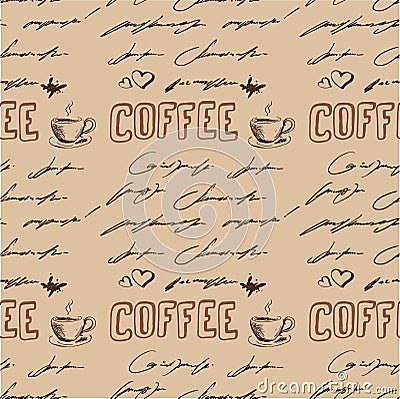 Seamless doodle coffee pattern Vector Illustration