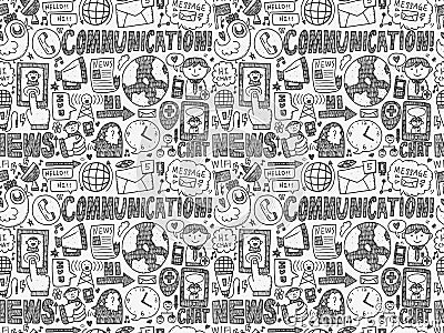 Seamless doodle communication pattern Vector Illustration