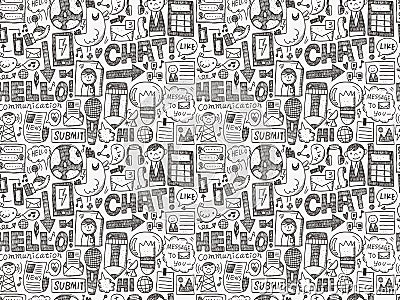 Seamless doodle communication pattern Vector Illustration