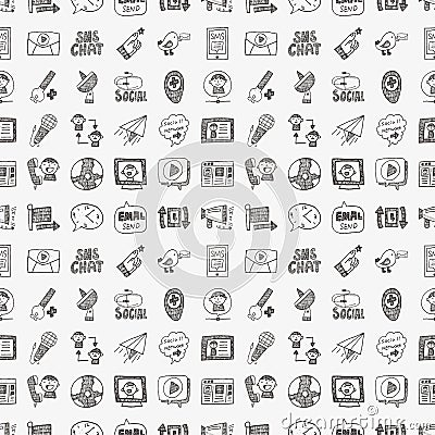 Seamless doodle communication pattern Vector Illustration