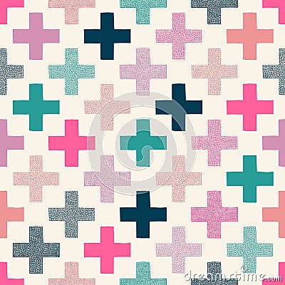 Seamless doodle dots cross pattern Vector Illustration