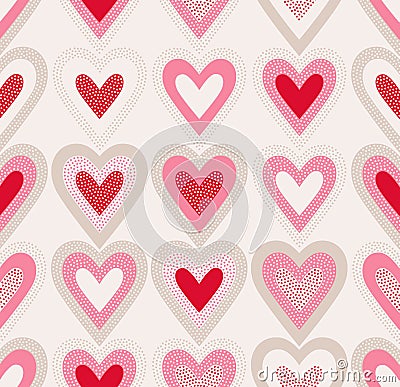 Seamless doodle dots heart pattern Vector Illustration