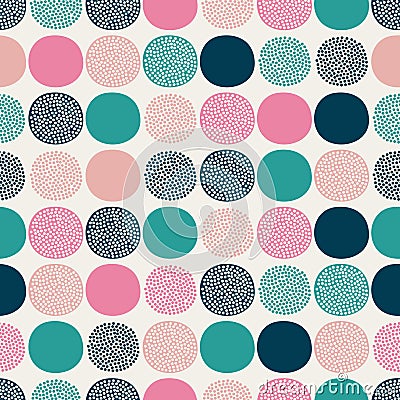 Seamless doodle dots pattern Vector Illustration