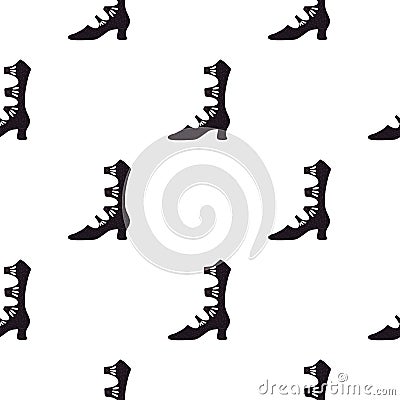 Seamless doodle fashion pattern with back boots ornament. Isolated style shoes print. White background Vector Illustration